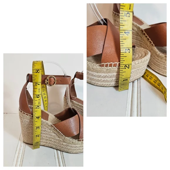 Tory Burch Selby 105 Wedge Espadrille Sandals 6.5 Leather Platform Logo Buckle - Picture 13 of 14